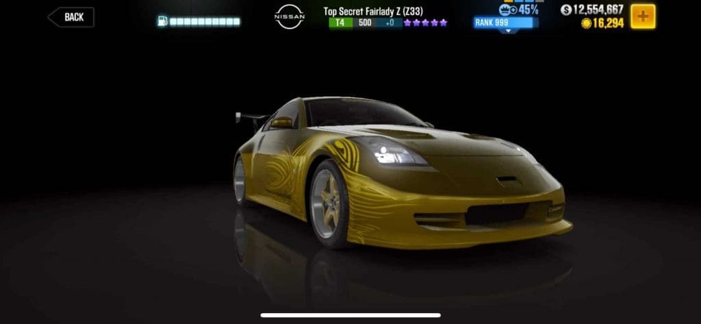 Top Secret Nissan Fairlady Z Z33 (FnF) CSR2, best tune and shift pattern 2 Top Secret Nissan Fairlady Z Z33 CSR2